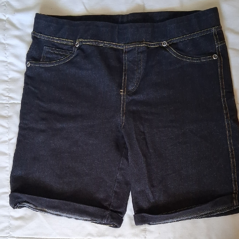 Ashley Blue Dark Indigo Roll-Cuff Jean Shorts